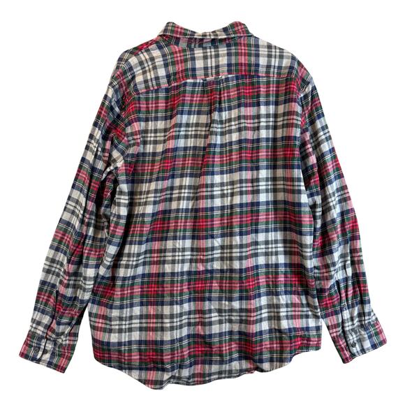 Lands End Plaid Flannel Shirt Traditional Fit Men's XL Red Blue Green - Picture 2 of 8